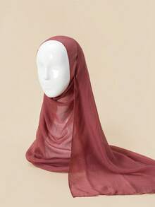 1条纯棉纯色阿拉伯头巾，适合清真寺使用 - 珊瑚粉 - 查看 3