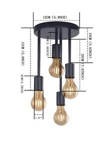 1盏现代简约铁艺多头吊灯，E27灯座，硬线连接，适用于餐厅、卧室、书房、客厅，创意吊灯，楼梯照明，不含灯泡 - 黑色 - 查看 12