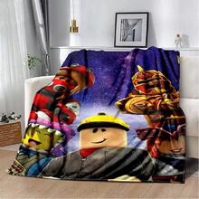 3D Cartoon R-Robloxs Game Flannel Blanket Soft Warm Throw Blanket For Bedroom Living Room Bed Travel Camping Picnic Gift(9).Jpg - trắng - Xem 1