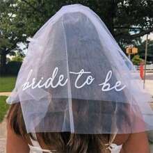 Fetti Bachelorette Bride To Be Embroidered Veil | BachParty Accessory, Bride To Be Headband Decorations, White Headpiece Bridal Shower Gift, Engagement Supplies, Wedding, Bridesmaid Favors - Default - View 2