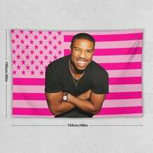 1PC Actor Michael B Jordans Printed American Flag Decorative Tapestry, Patriotic Star Spangled Banner Design, Album Tapestry, Suitable For Horizontal Wall Hanging In Bedroom, Dormitory, And Living Room, Easy To Hang, Ideal Holiday Gift For Teenagers, Dormitory Room Accessories - 1PC - 查看 13