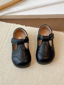 Dziewczęce skórzane buty 2026 Nowe proste, uniwersalne, jednokolorowe, płaskie, wakacyjne, studenckie, urocze buty księżniczki, oddychające, miękkie, antypoślizgowe buty - Czarne - Zobacz 5