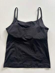 Regata De Alcinha  Bojo Removível Forro Triplo Tube Feminino Básico Poliamida Não Marca Blusa Básica Verão Fitness Slim Fit Moda Feminina Aesthetic - Preto - Visão 7