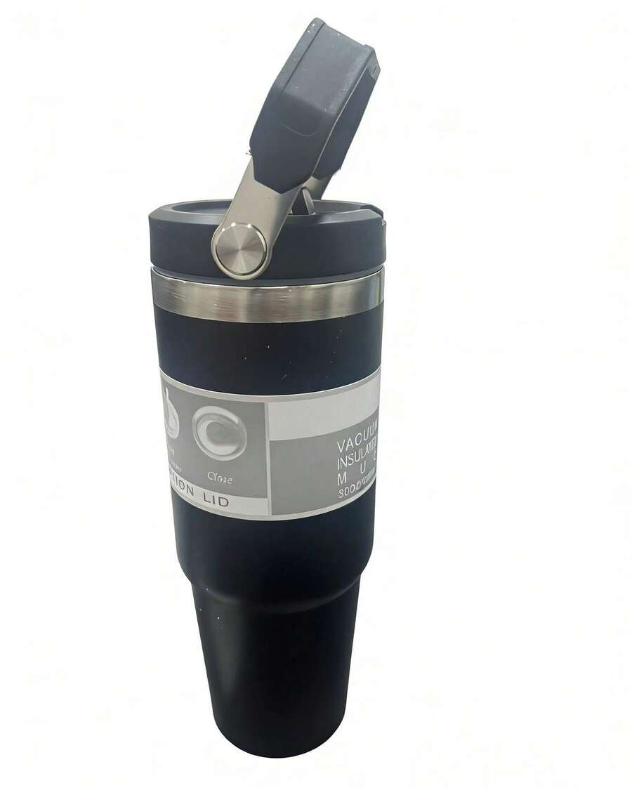 Termo Portátil Acero Inoxidable 30oz Con Fría/caliente,Perfecto para bebidas calientes y frías, ideal para viajes y uso al aire libre - Gran regalo para el Día de San Valentín y para volver a la escuela - Negro - Ver 1