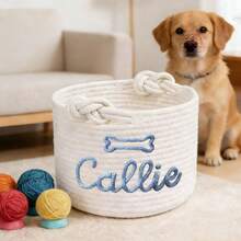 Personalized Braided Rope Pet Toy Storage Basket, Custom Pet Name Gift Basket, Travel Storage Bag, Tote Bag For Pet Lovers, Home Decor Pet Supplies - Multicolor - View 31