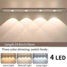 1pc Modern LED Cabinet Light, Motion Sensor LED Cabinet Light, Motion Sensor Bar Light, Cat Eye Small Mountain Light Effect, Built-In Adhesive Wireless Magnetic USB Rechargeable, 3-Color Dimmable - Suitable For Kitchen, Bedroom, Wardrobe, Display Cabinet, Home Decor Lighting, Fashionable Modern Design, Lightweight Plastic Construction, Adjustable Brightness, Home Organization, Kitchen Upgrade, Battery Capacity: 150/200/300/400/500mAh - Cat's Eye Cabinet Light - View 13