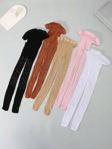 5双装女童镂空水钻渔网袜，薄款，春夏款 - 彩色 - 查看 7