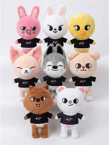 Cute Cartoon Animal Plush Toys, Soft Stuffed Rabbit Wolf Chick Pig Doll, Kawaii Room Decor, Birthday Gift For Kids & Friends - M8 - 查看 2