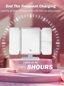 3-Fold LED Makeup Mirror With 3X/2X/1X Magnification And 800mAh Rechargeable Battery, Portable Touch Screen Lighted Vanity Mirror With 3 Color Temperatures And Brightness Adjustable, Foldable Design Suitable For Travel, Dorm, Home Use, Great Gift For Women, Girls, Makeup Artists, Valentine's Day,Giveaways,Travel,Cheap Stuff,Travel Essential - Multicolor - View 13