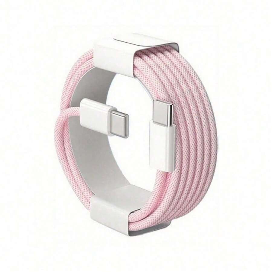 3.3/6.6/10ft USB-C To Type-C Fast Charging Data Cable, Nylon Braided, Compatible With IPhone 17/16/15/Pro/Pro Max/IPad, And Other Android Phones, Supports 60W~18W Fast Charging, Suitable For Indoor/Outdoor/Travel And Car Use - hồng-1m - Xem 1