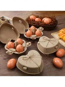 3pcs Heart-Shaped Egg Cartons, Pulp Egg Trays, Kitchen Farm Easter Holiday Gift Basket, Holiday Gift Box (Rope Not Included) - Nhiều màu - Xem 4