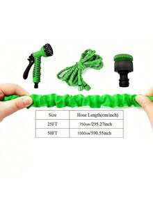 1pc Expandable Garden Hose With Spray Gun And Flexible Hose, Includes 7 Function Nozzles, Lightweight And Retractable For Outdoor Use - Green - View 12