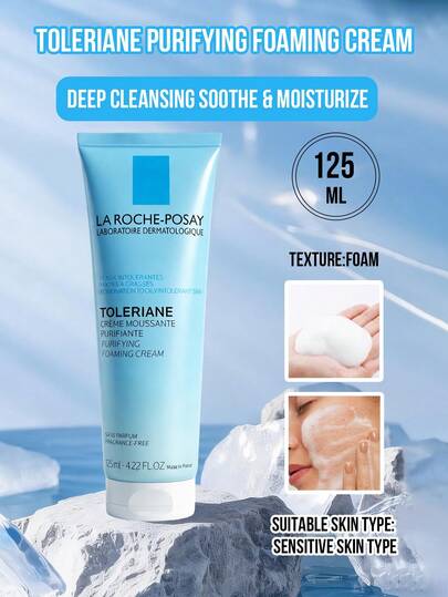 La Roche Posay 125ml/50ml Limpiador facial suave y sin fragancia, amigable para piel sensible, limpieza profunda y eliminación de maquillaje, fórmula calmante y humectante, reduce la irritación y calma la piel, esencial para el cuidado diario de la piel, limpieza portátil, adecuado como regalo para amigos