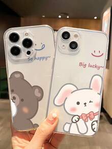 2 件装精密穿孔高透明度兔子熊彩绘防摔透明手机壳，兼容 17 Pro/17 Air/17/17 Pro Max/16/11/16 Pro/16 Plus/16 Pro Max/16 e/15 Pro Max/13/14/12/XS/XR/7G/8P，兼容三星 Galaxy 11/12 Pro/12/12 X/13 Pro/14 Pro/15 Pro，兼容 Redmi 10/9/Note9/12c/Note11 Pro/Note8 Pro - 彩色 - 查看 2