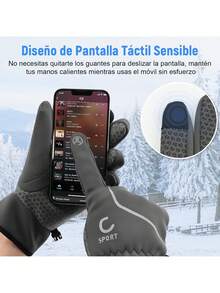 Guantes de Invierno, Guantes para Frío Impermeables y Térmicos con Forro Grueso, Antideslizantes y Ajustables para Hombres y Mujeres, Guantes para Motociclista, Manejar, Ciclismo, Correr y Esquí,40986234 - Naranja - Ver 5