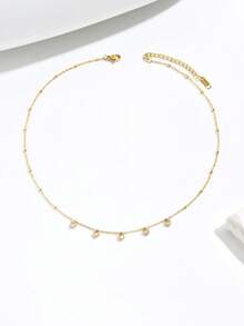 1pc European And American Luxury Heart Zirconia Pendant Necklace, Fashionable Minimalist Elegant Design Personalized Necklace Jewelry, Suitable For Women To Wear To Banquets, Parties, Festivals And Daily Occasions - Necklace - View 4