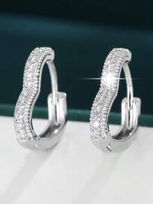 1 Pair Minimalist Korean Style Cubic Zirconia Heart Stud Earrings - W17053 - View 8