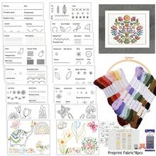 9-Piece Preprinted Embroidery Kit For Starters, Beginner Hand Embroidery Stitch Book, DIY Creative Sewing Kit With Stitch Book & Detailed Patterns - A - View 12
