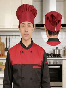 1 件装厨师帽，批发酒店/餐厅厨房员工制服白布帽，食品服务工作帽 - 彩色 - 查看 8