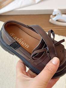 1 Par de Sapatos Infantis de Couro com Decote Baixo, Estilo Princesa, Mocassins com Laço, Sapatos Antiderrapantes para Crianças, Sapatos Vintage Mary Jane com Sola Macia, Sapatos Casuais Respiráveis, Versáteis para Primavera, Verão e Outono - Castanho - Ver 12