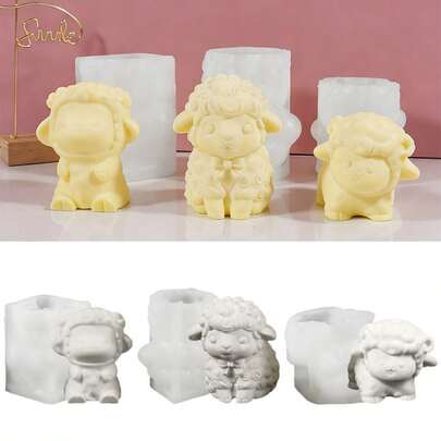 Sheep Shaped Candle Silicone Mold, Suitable For DIY Plaster/Cement Sculpture, Painting And Resin Casting