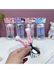 SANRIO Bộ thìa dĩa  đen dễ thương của  (2 chiếc/hộp), hình chú chó tai to hoạt hình dễ thương, thích hợp làm quà tặng sinh nhật, quà tốt nghiệp, dùng trong nhà hàng, nhà bếp, phụ kiện du lịch, v.v. (Không có bao bì carton) - Nhiều màu - Xem 6