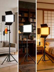 10-Inch LED Panel Light, USB Powered, 43-Inch Adjustable Tripod, 3 Lighting Modes, With Sturdy Metal Bracket And Hanging Bracket USB Powered LED Ring Light - Dimmable Video Light, Suitable For Live Streaming, Photography, Videography, Content Creation - Compatible With DSLR/Camera/Smartphone - USB Powered LED Panel Light, Suitable For Home Studio Lighting - A - View 3