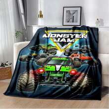 Monster Jam  Truck  Sofa Blanket Lightweight Warm Insulation Blanket Bed Office Car Knee PadsThrow Blanket#Color_Green,Size_125X150CM - Black - View 1