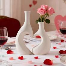 2pcs Heart-Shaped Vases, Luxury Vine Flowers & Artificial Flowers Vase Home Decor, Suitable For Bouquets, Pampas Grass, Living Room, Kitchen, Bedroom, Bathroom, Entryway, Bohemian Style, Holiday Gift - Multicolor - View 3