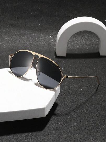 1 PC Men's Aviator Fashion Glasses Durable And Lightweight Metal Frame Comfortable To Wear Casual For Daily Commute With Glasses Box