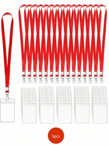 1/5/10/20pcs Vertical ID Badge Lanyard Set, With Waterproof Thick Clear Card Holder, Zipper Seal - Multicolor - View 12