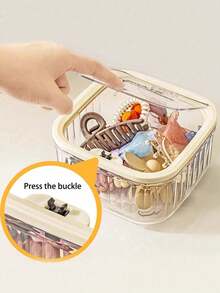 2pcs/Set, 1pc Multifunctional Dust-Proof Cosmetic, Hair Accessory Storage Box, Makeup Box, Desktop Decor Box, Desktop Trash Can, Women's Storage Box, Suitable For Rubber Bands, Hair Clips, Headbands, Hair Ties, Hair Accessories, Cosmetic Storage Box, Travel Essentials, Dorm Supplies, Autumn Decor, Back To School Season, Desktop Transparent Storage Box, Home Decor, Home Supplies, Home Essentials, Gift For Women, Gift For Men, Gift For Mother, Gift For Father, Gift For Grandfather, Gift For Grandmother - Clear - View 5