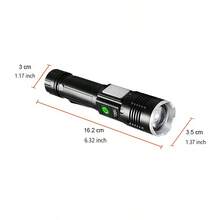 1个强光LED手电筒，30W LED+COB灯（白光和红光），便携式可充电手电筒，1节18650电池供电，铝合金材质，伸缩变焦，数字显示，移动电源，户外防水LED手电筒，功能强大的多功能手持手电筒，带强磁铁和侧夹，适用于露营、钓鱼、徒步旅行、狩猎、探险、紧急情况、运动等。 - 30W+COB - 查看 2