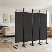 5.74FT 4-Fold Top With Shape 130g Polyester Cloth Plastic Feet Carbon Steel Frame Foldable Screen Black - Black - View 2