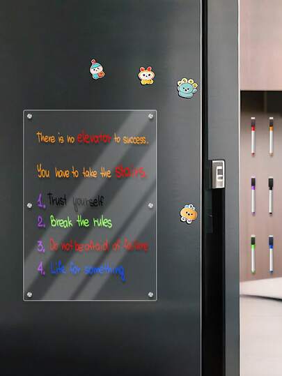 Large 6-Hole Memo Board, Magnetic Acrylic Fridge Sticker, Dry Erase Reusable Planner, A3 Weekly Meal Planner, Acrylic Magnetic Blank Message Board, Large Memo Display Board, Reusable Transparent Writing Board, Large Reinforced Acrylic Message Board (With 6 Whiteboard Markers)