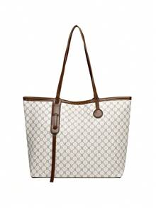 2pcs Set: Fashionable Large Capacity Tote Bag & Wallet, Suitable For Middle-Aged Women - White - View 6