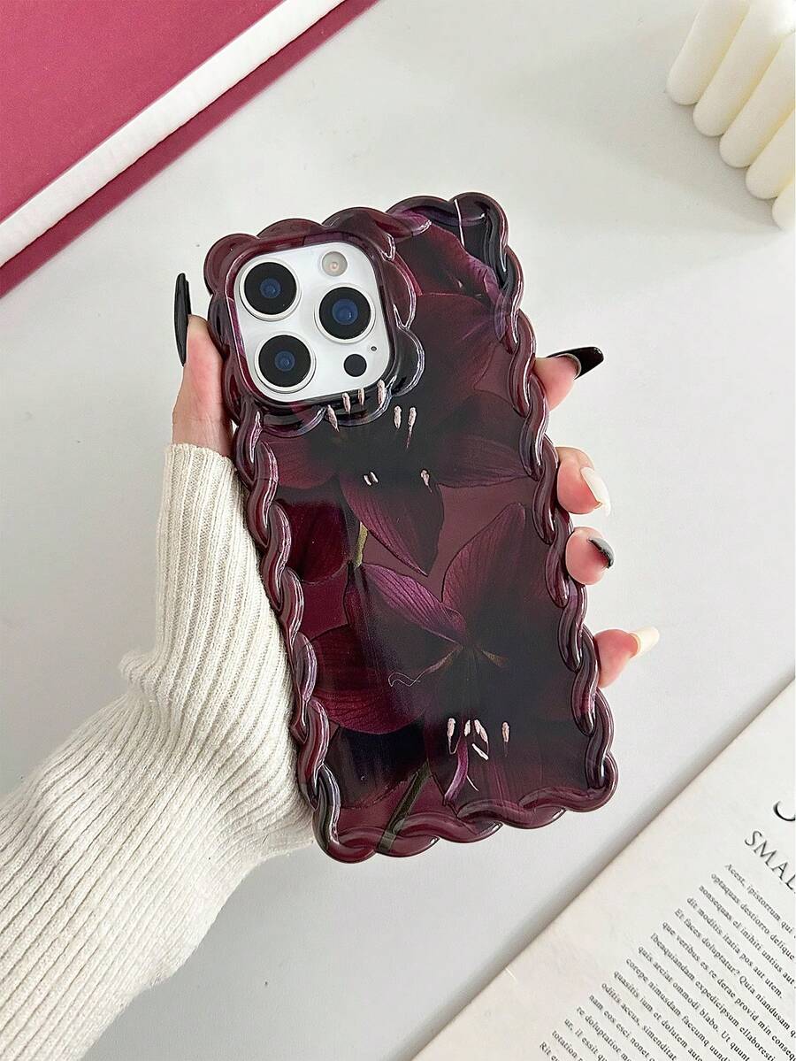 Ốp lưng điện thoại chống sốc dày dặn, họa tiết hoa sóng biển tối giản màu kem, tương thích với iPhone 17pro/17Air/17/17promax/16/11/16pro/16plus/16promax/16e/15Promax/13/14/12/XS/XR/7G/8P, chống rơi vỡ.