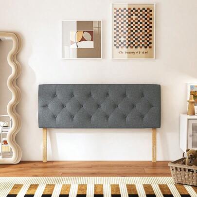 Cabezal de cama tapizado HOMEMAKE, con altura ajustable, patas de madera, acolchado, fácil de instalar.