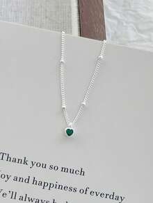1pc S925 Sterling Silver Romantic Heart Pendant Necklace, Elegant & Sweet Charm Clavicle Chain, Precious Gift - Love - View 17