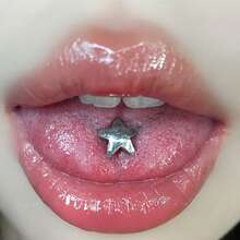 Titanium Steel Star Tongue Piercing, Unique European & American Style Tongue Stud, Suitable For Drinking & Piercing - Star Tongue Nail - View 1