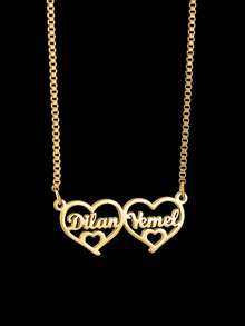 1pc Personalized Customized Love Name Necklace, Multi Name Love Necklace, Stainless Steel Necklace, Zirconia Inlay, Including Gift Box, As A Gift For Ramadan, Valentine's Day, And Mother's Day. - Gold - View 8