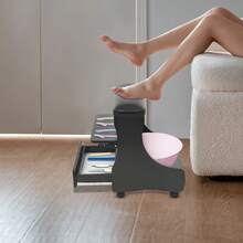 gladney Salon Pedicure Foot Rest With Removable Cushion 3-Tier Storage Drawer Lower Foot Bath Space And Locking Swivel Wheels - Black - View 8
