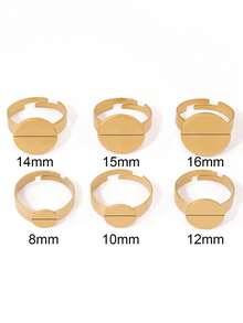 5pcs Stainless Steel Round Adjustable Open Rings Findings Stone Blank Ring Base For DIY Rings Jewelry Making Accessories Supplies - Ring Setting - View 5