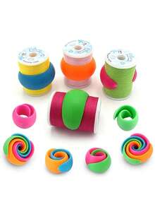 5个硅胶绕线夹，彩色弹性线整理器，绣线轴支架，适用于刺绣、缝纫、拼布DIY（颜色随机） - 顏色隨機 - 查看 3