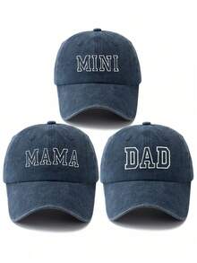 MAKEFGE 3pcs Women's Embroidered Fashion MAMA, MINI, DAD Adjustable Size Sun Protection Outdoor Casual Baseball Cap, Suitable For Daily Wear,Summer,Beach,Hat - 3pcs - View 14