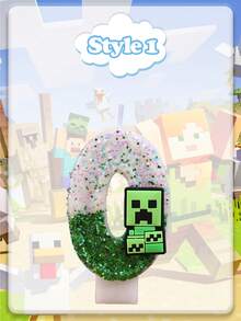 Minecraft 我的世界新款超级闪亮生日蛋糕插件数字蜡烛 0-9岁 小硬汉创意手工蜡烛生日蛋糕装饰成人派对儿童一周岁生日蛋糕装饰套装绿色 - 彩色 - 查看 15