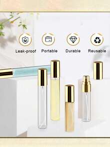 Lọ đựng mẫu nước hoa bằng thủy tinh trong suốt có đầu bơm mạ vàng, bình xịt phun sương mini rỗng, chai xịt tinh dầu di động, chai rỗng, xịt khoáng dưỡng ẩm, hộp đựng mỹ phẩm cỡ du lịch, chai để đổ đầy lại, sạch sẽ và hợp vệ sinh, vật dụng cần thiết cho du lịch và công tác. - Nhiều màu - Xem 6
