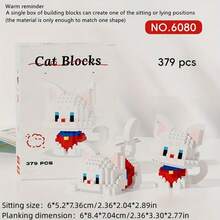 (Random Style)300+ Building Blocks Cat Micro Building Blocks, Random Style 3D Puzzle Educational Toy, Adult Stress Relief Art Craft, Desktop Ornament & Holiday Gift, Perfect Valentine's Day & Birthday Present - Multicolor - View 5