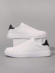 Giày casual unisex, giày nữ dạo phố & giày thể thao nam, giày nam buộc dây đế mềm thoải mái, giày cổ thấp nhẹ nhàng dùng hàng ngày, cỡ 36-45 - Đen và trắng - Xem 3