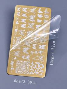 1/2PCS Butterfly Shaped Nail Template, Flower Butterfly Wing Star Pattern Nail Hot Stamping Plate, Essential DIY Nail Template Transfer Mold For Nail Salons - Gold - View 3